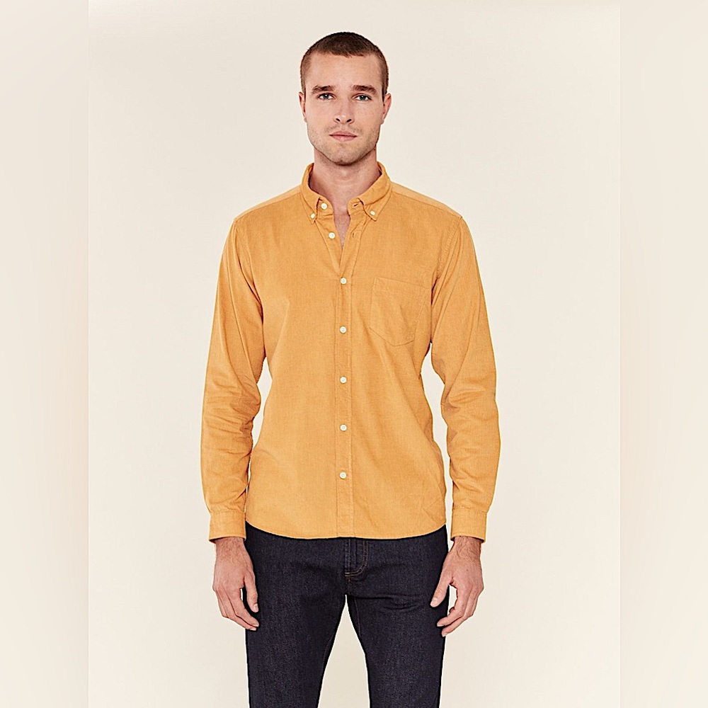 Far Afield corduroy Field Long Sleeve Button Down Shirt Mustard